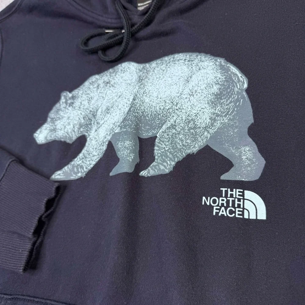 The North‎ Face Hoodie BEAR Graphic Logo Navy Blue Sweatshirt Men's Size M